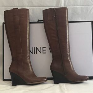 Brown Nine West Wedge Boots size 5.5